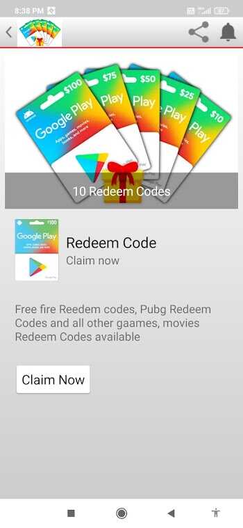 Redeem code apk for android